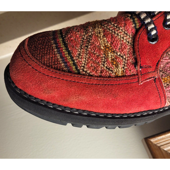 CAT Walking Machines Women's Utility Yoann Aztec Leather Boots Size 9 Red - Picture 11 of 12